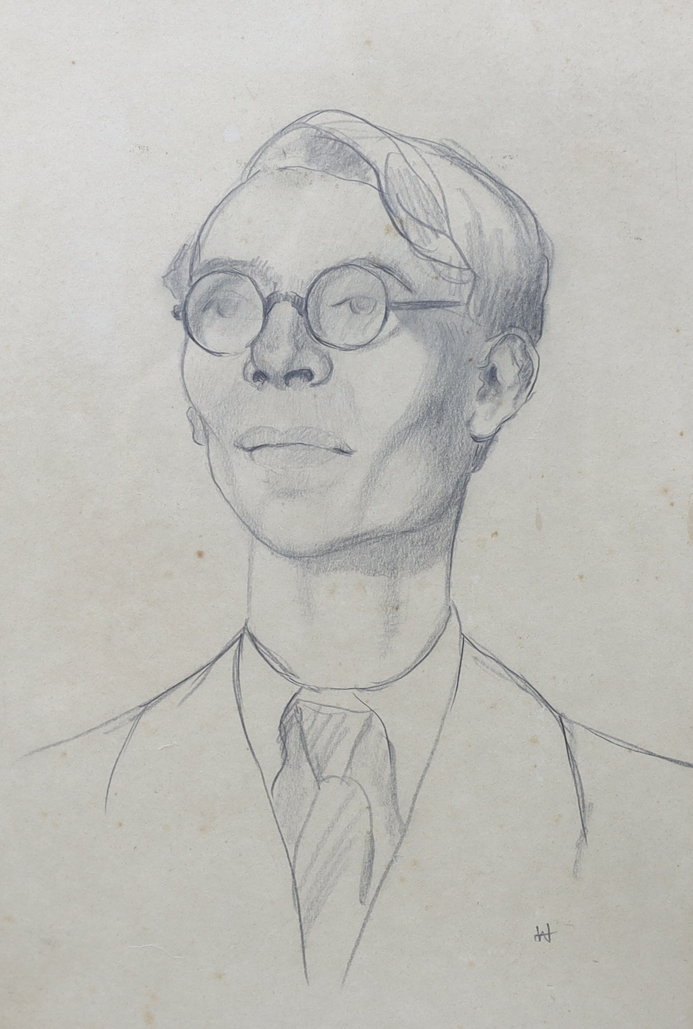 Alfred Aaron Wolmark (British, 1877-1961), Self portrait, pencil on off white paper, 40 x 27cm